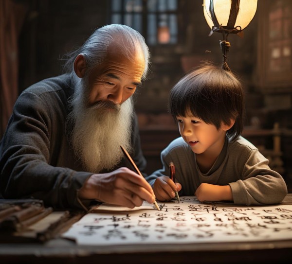祖孙共墨，传承书法情韵,祖孙共墨，传承书法情韵,书法,第1张