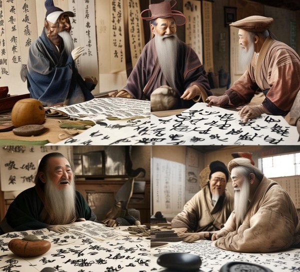 书法界的幽默传奇，四大书法家名字中的趣味碰撞,书法界的幽默传奇，四大书法家名字中的趣味碰撞,书法,第1张